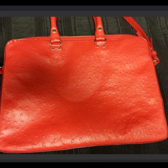Kate Spade Red Ostrich Laptop Bag PO91 - Picture 4 of 7